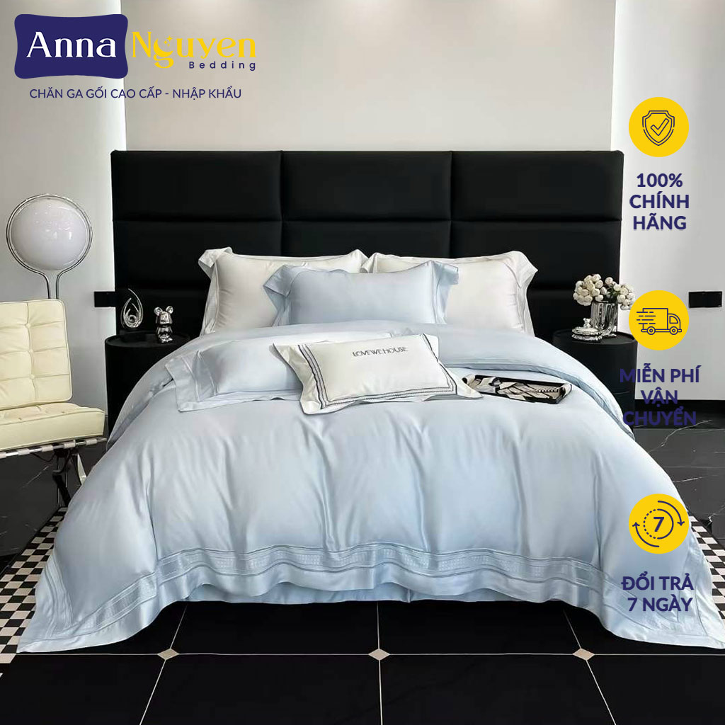 Bộ chăn ga gối nệm lụa 𝐓𝐄𝐍𝐂𝐄𝐋 𝐂𝐎𝐋𝐋𝐄𝐂𝐓𝐈𝐎𝐍 cao cấp bo chun drap giường - anna nguyen bedding