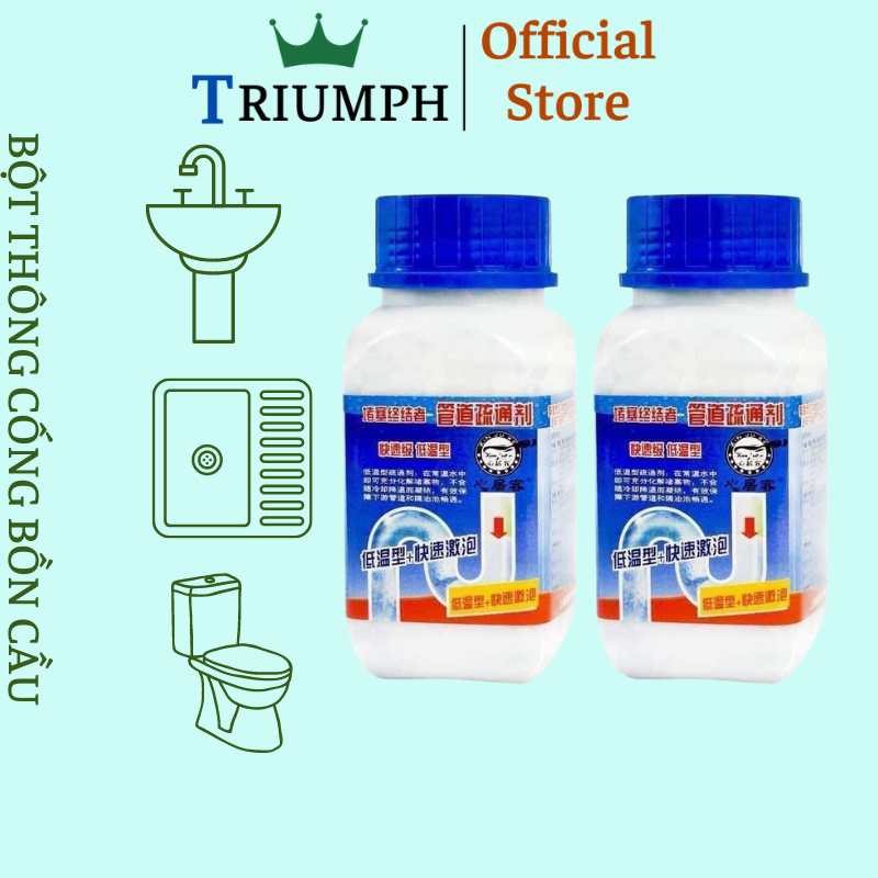 COMBO 2 lọ bột thông cống bồn cầu bệ toilet cực mạnh, bột thông tắc bồn rửa bát - bồn rửa chén - chậu rửa mặt
