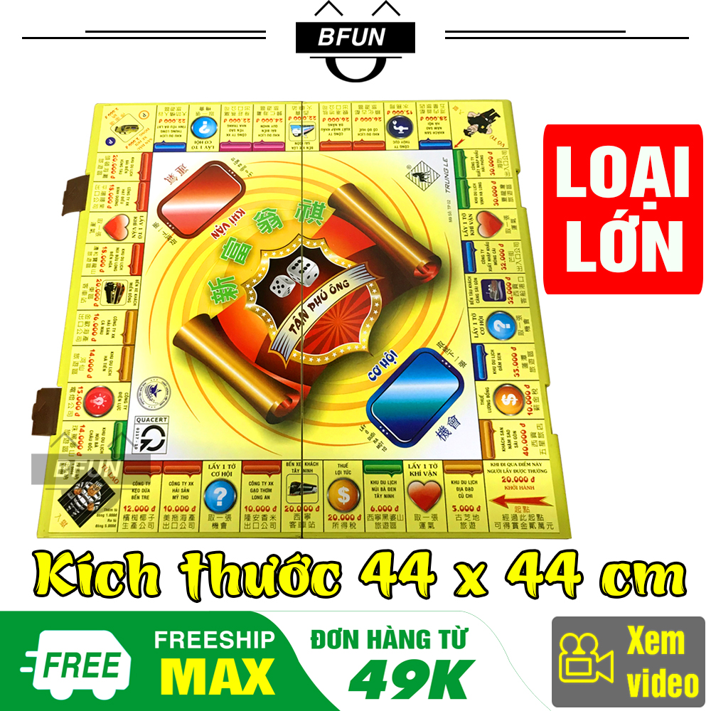 Bàn Cờ Tỷ Phú Trung Lê - Bàn Cờ Tỷ Phú Cao Cấp, Cờ Tỷ Phú Monopoly, Bộ Cờ Tỷ Phú Bằng Nhựa, Đò Chơi Giải Trí, Boardgame Đồ Chơi Trẻ Em - BFUN