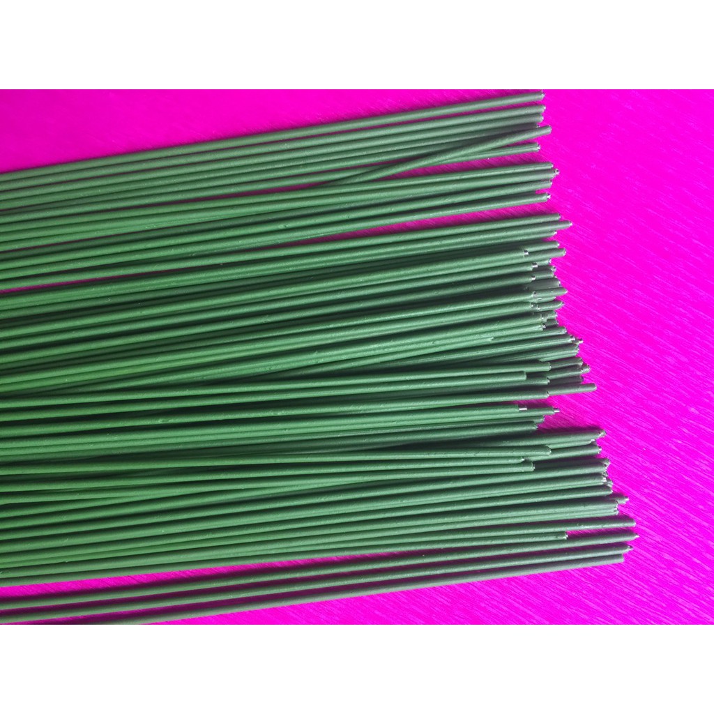 Bộ 100 Que thép que kẽm làm hoa hanmade dài 40cm, phụ kiện làm hoa, cành kẽm bọc nhựa