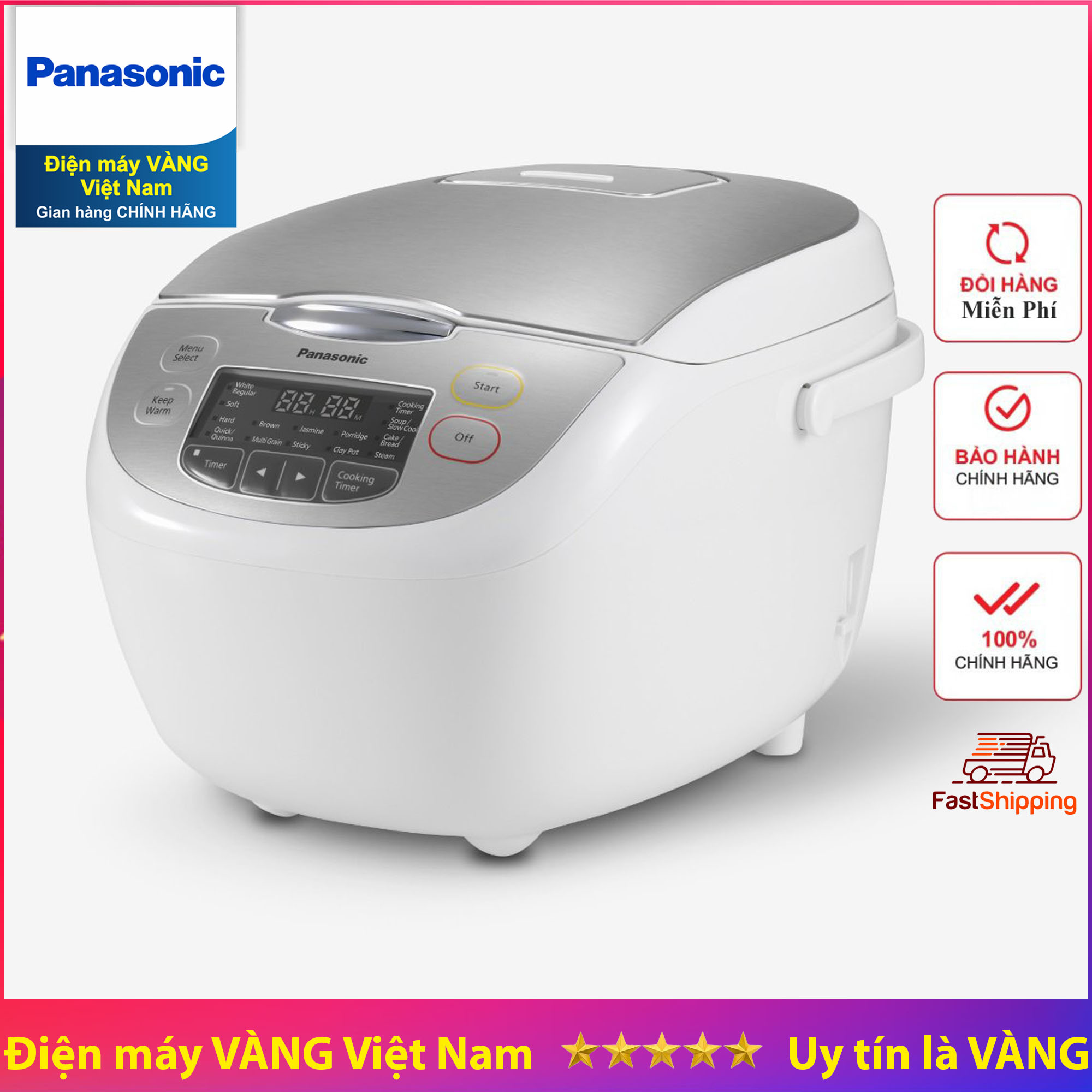 Nồi cơm điện tử cao cấp Panasonic SR-CX188SRAM 1.8L - Hàng chính hãng
