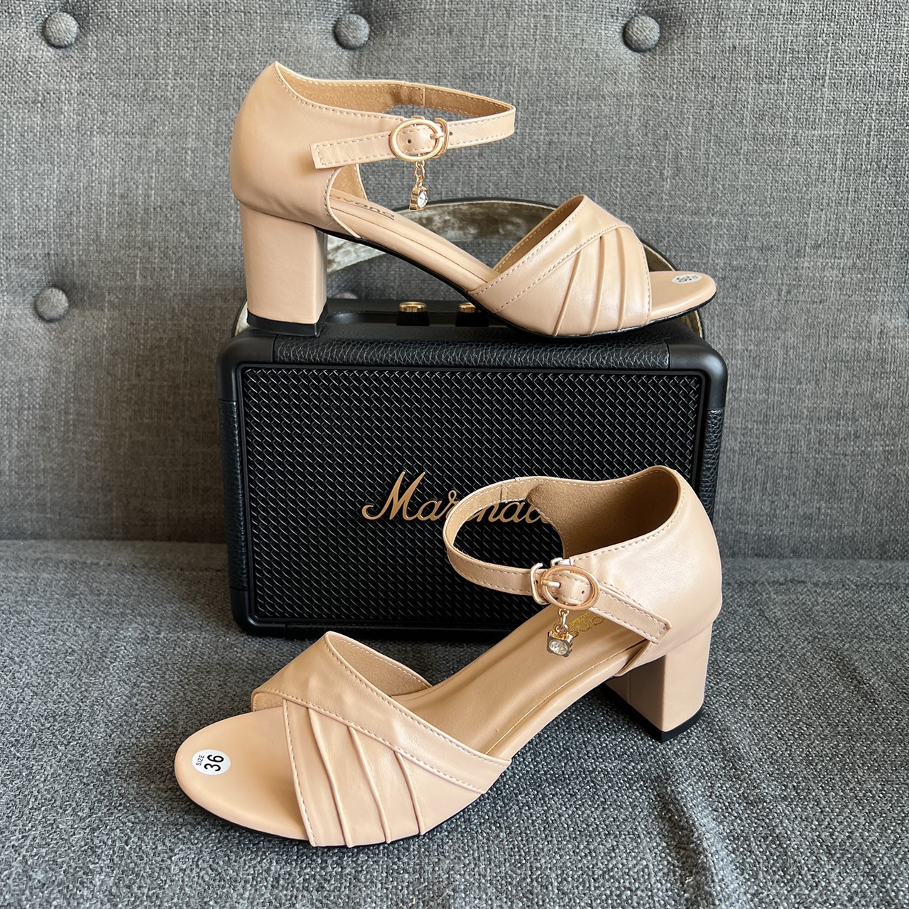 Giày búp bê hở mũi bít gót cao 6cm chuẩn size 36 đến 40