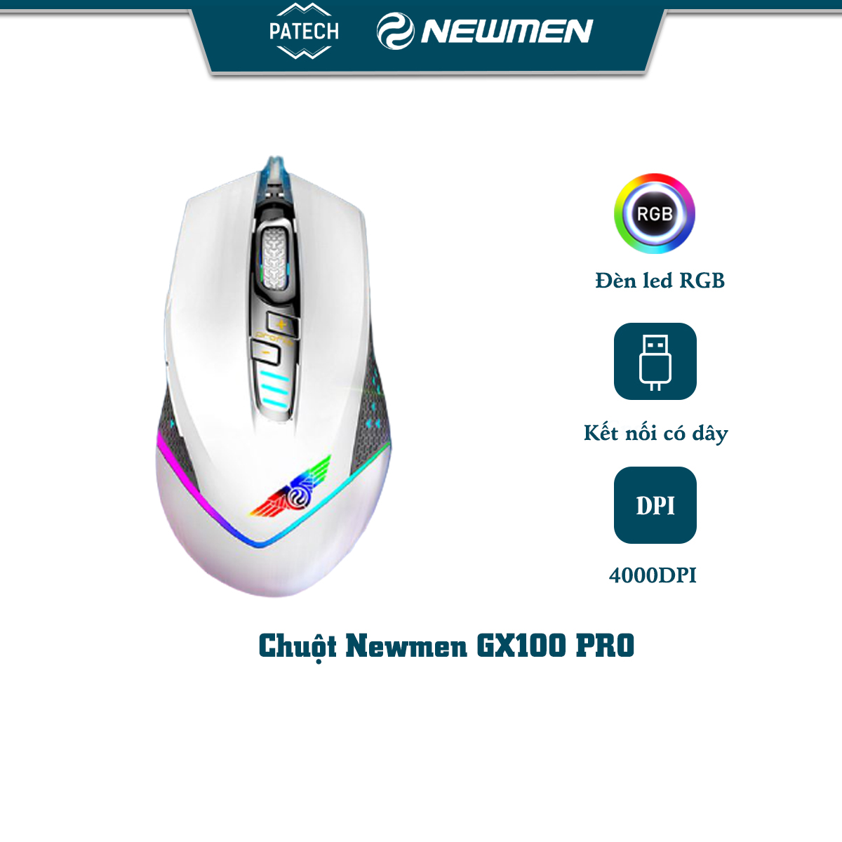 Chuột máy tính có dây Gaming Newmen GX1000 Pro Chipset A3090 Switch Omron Led RGB-