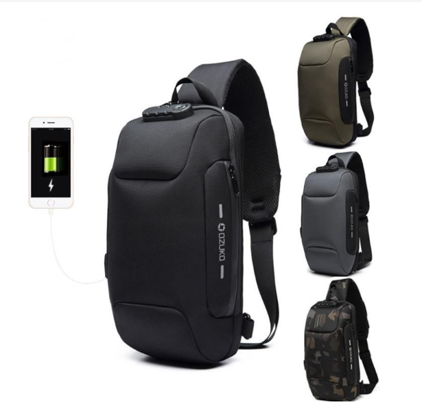 OZUKO Túi đeo chéo khóa TSA chống trộm mới túi đeo vai du lịch đa năng túi đeo chéo chống nước sạc USB bảo hành 1 năm