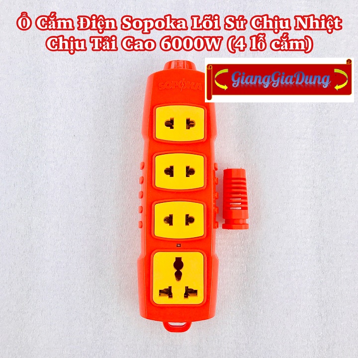 [HCM]Ổ Cắm Điện SOPOKA Lõi Sứ Chịu Nhiệt Siêu Chịu Tải 4S-6000W (Loại 4 Lỗ Cắm)