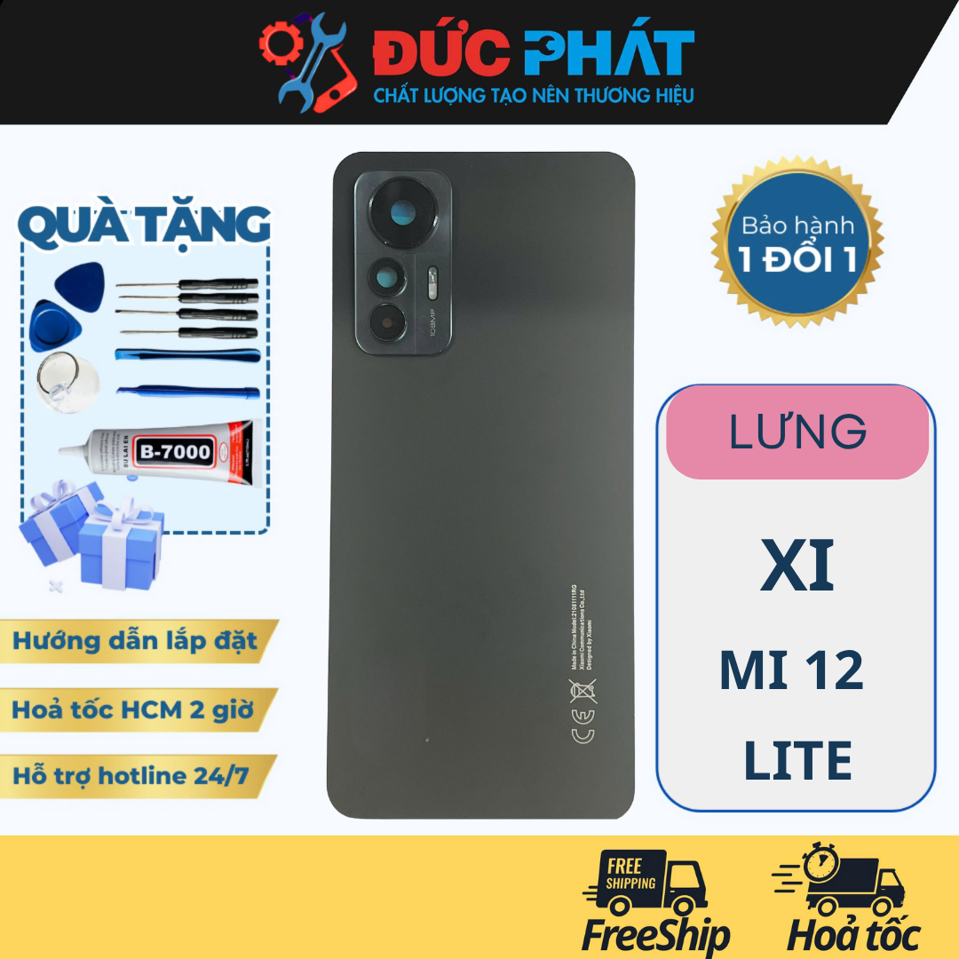 NẮP LƯNG + KÍNH CAMERA Thay Thế XI-MI 12 LITE ĐỦ MÀU (TẶNG BỘ SỬA VÀ KEO)