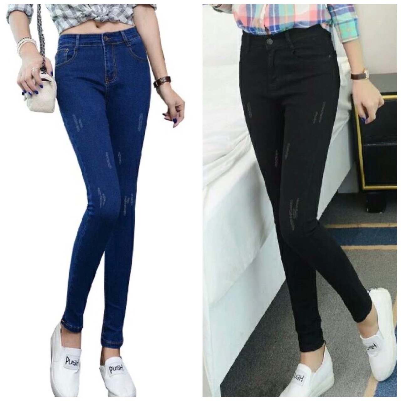 Quần jeans nữ co giãn tôt,quần bò nữ skinny cào xướt nhẹ,jeans nữ co giãn