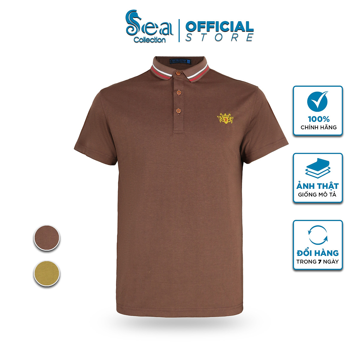 Áo thun polo nam sea collection thêu 7326 phối cổ