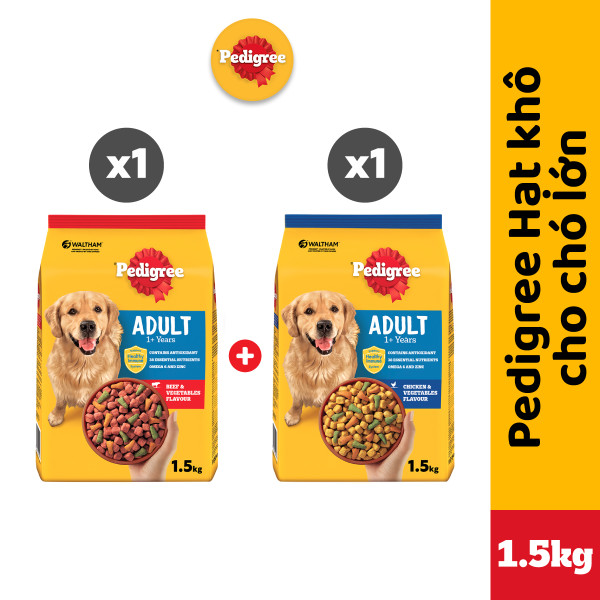 Bộ 2 túi thức ăn PEDIGREE® cho chó lớn dạng hạt 1.5kg (2 túi)