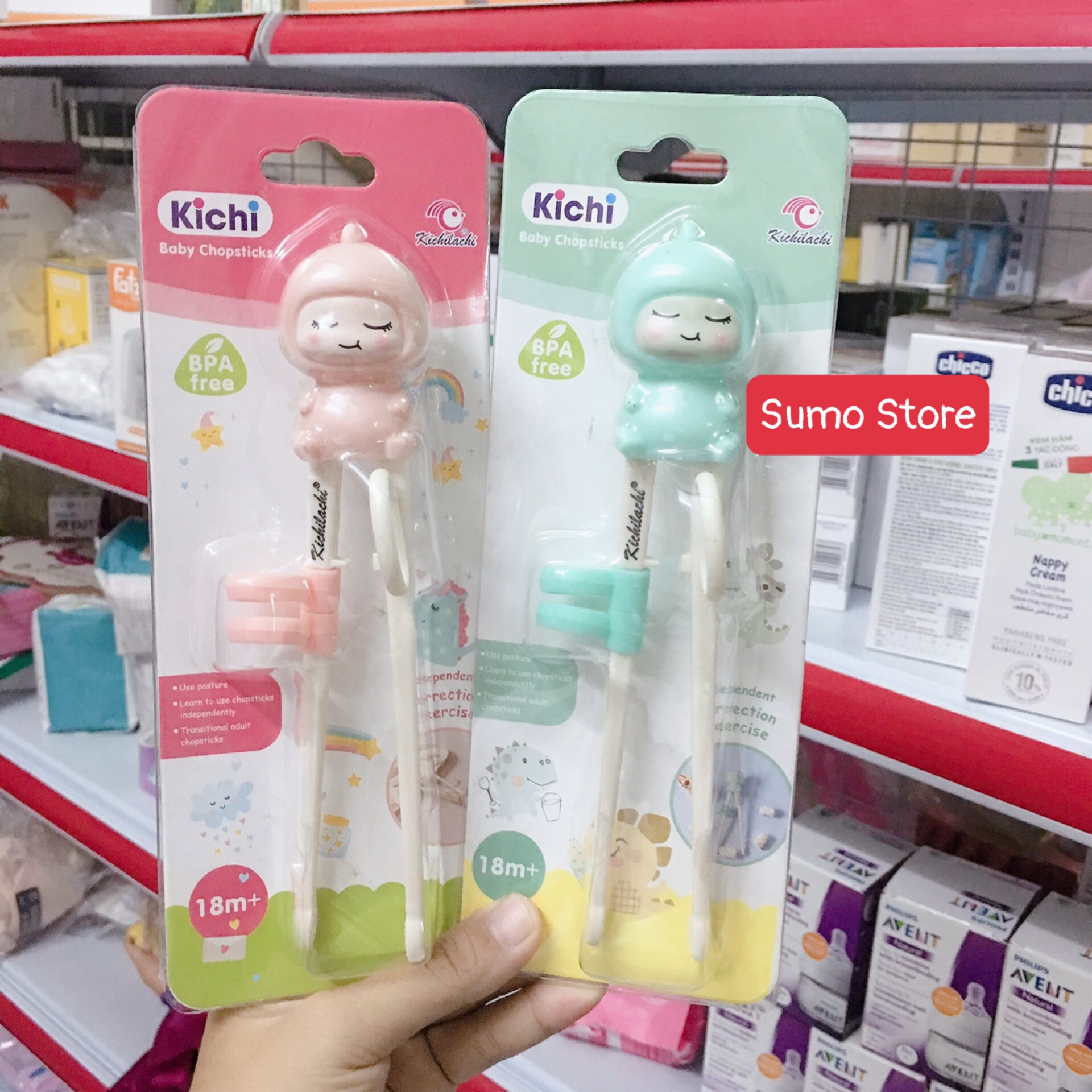 Đũa tập ăn kichi xỏ ngón giúp bé tập ăn bằng đũa