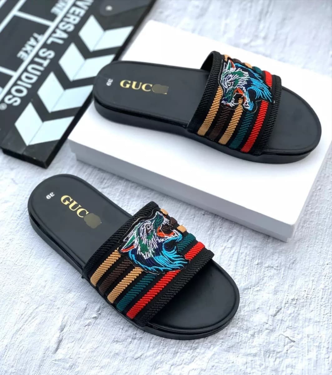 Dép Quai Ngang Thổ Cẩm Sói Xanh Thời Trang Trẻ Trung , Dép Đẹp Phong Cách Kiểu Chất