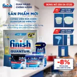 Combo Finish: Viên Rửa Chén Bát Finish Powerball Quantum 50 viên + Nước Làm Bóng 500ml + Muối Rửa Chén Bát 1kg + Dung dịch vệ sinh máy