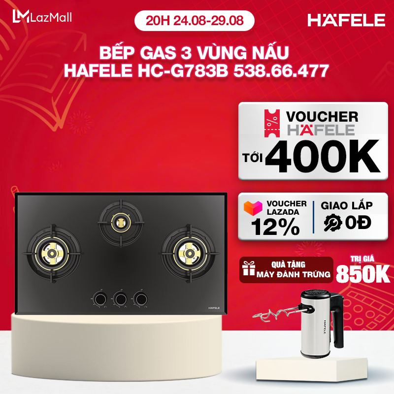 Bếp gas 3 vùng nấu hafele hc-g783b 538.66.477