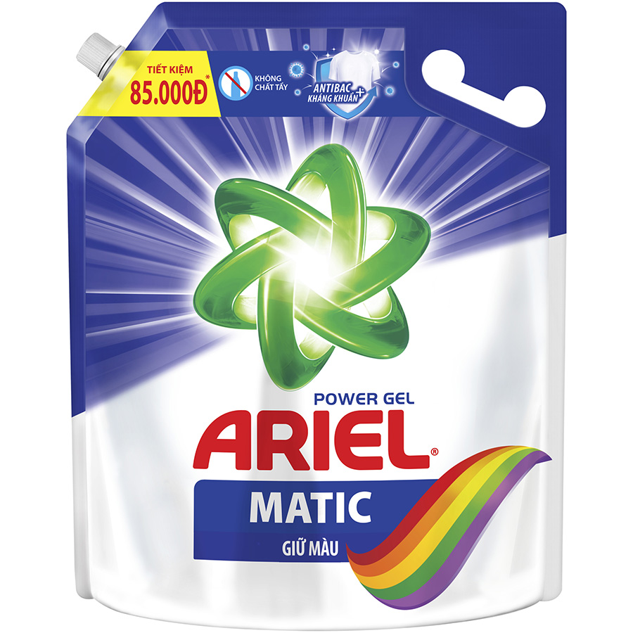 Nước giặt ariel đậm đặc sạch nhanh dạng túi 3.5kg / 3.2 tím giữ màu