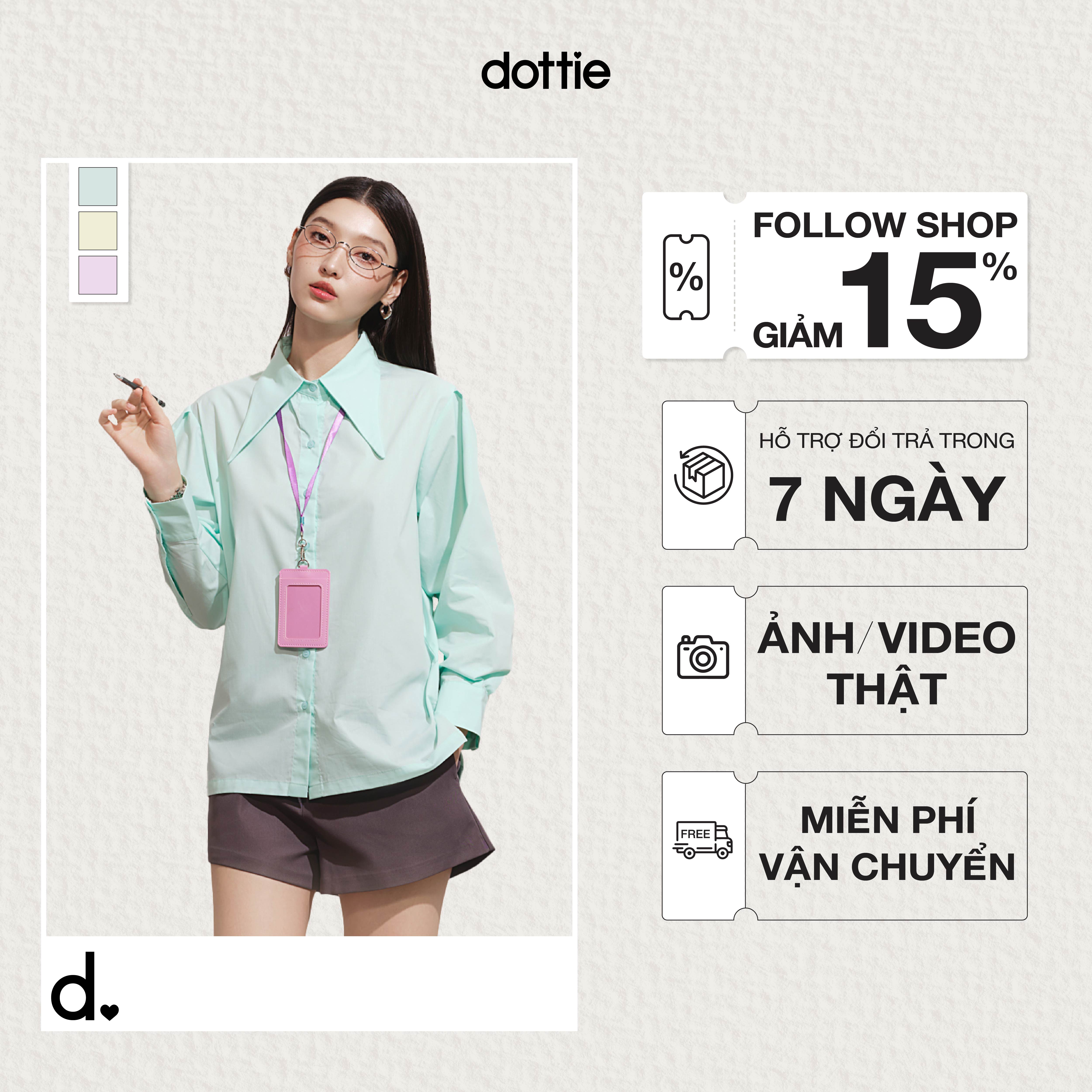 DOTTIE - Áo sơ mi lá cổ nhọn nữ - T0348