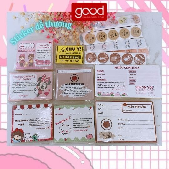 SET Sticker cảm ơn - tem dán đóng hàng nhiều mẫu dễ thương