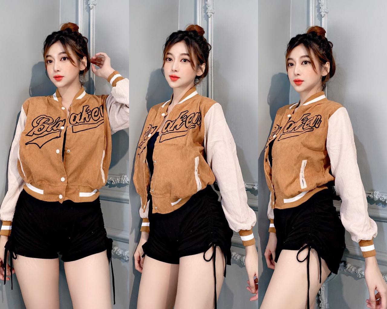 Áo Khoác Thời Trang Nữ Form Lửng Bomber Phối Hàng Nút Cực Đẹp Hàng Chuẩn Form Lên Dáng Rất Đẹp