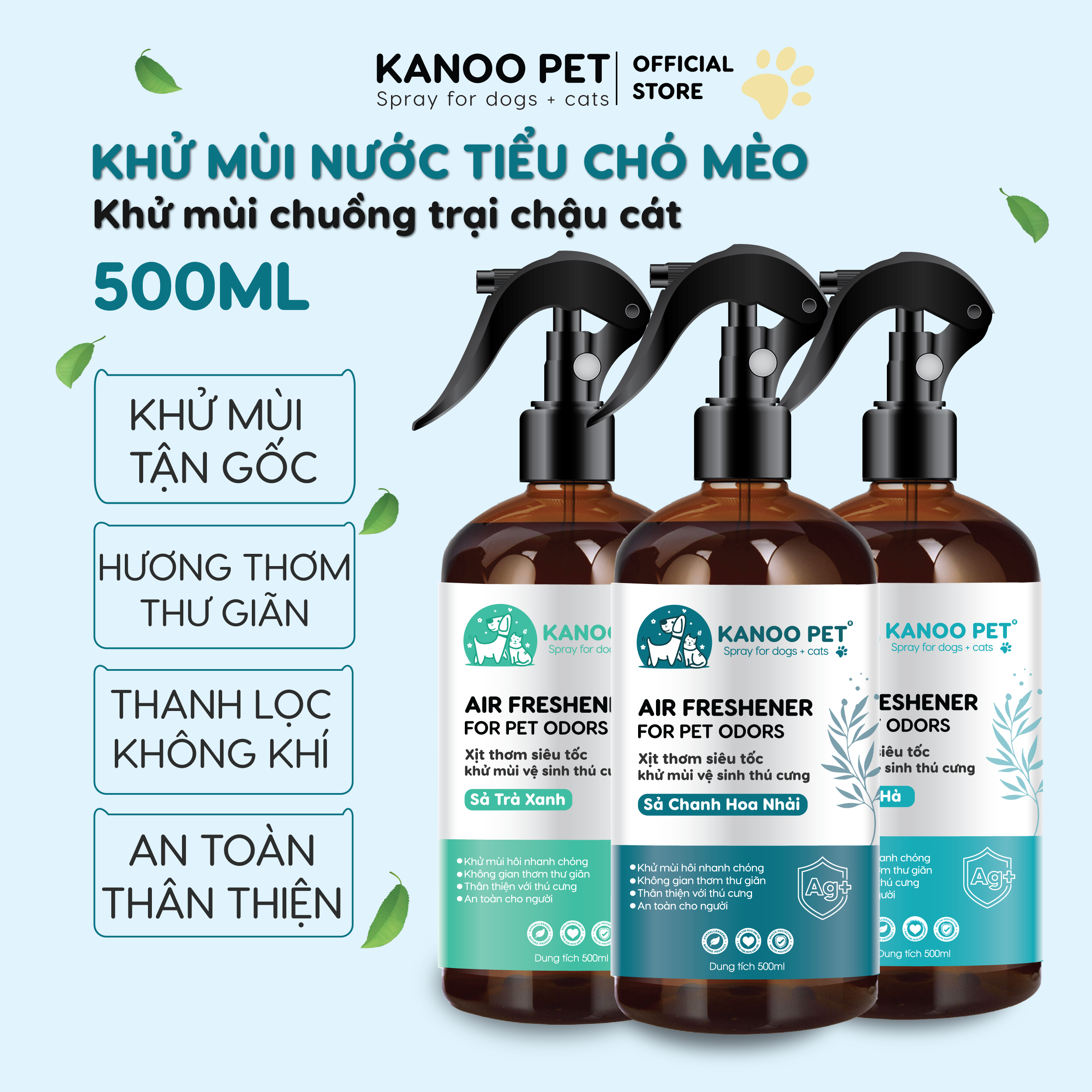 Xịt khử mùi nước tiểu, khử mùi chậu cát chó mèo - giúp khử tận gốc mùi hôi khai, hỗ trợ pet đi vệ sinh đúng chỗ