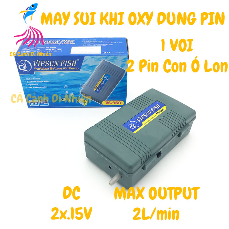 Máy sủi khí oxy chạy pin 1 vòi VS-960 + Dây Sủi + Quả Sủi cho hồ cá - Cá Cảnh Di Nhiên
