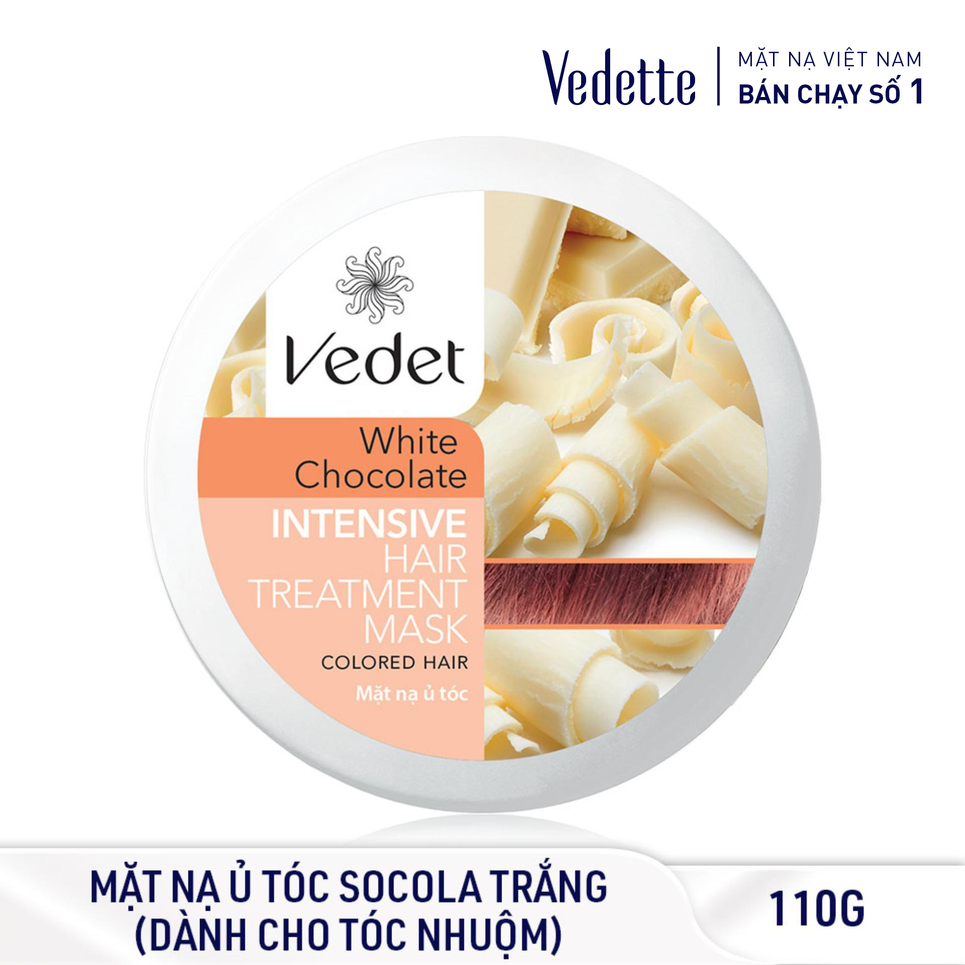 Mặt nạ ủ tóc socola trắng 110g vedette - phục hồi dành cho tóc nhuộm - tpma255