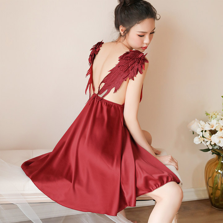 [HCM]Váy ngủ sexy hai dây lụa satin cao cấp kiểu đầm ngủ đôi cánh gợi cảm siêu hot