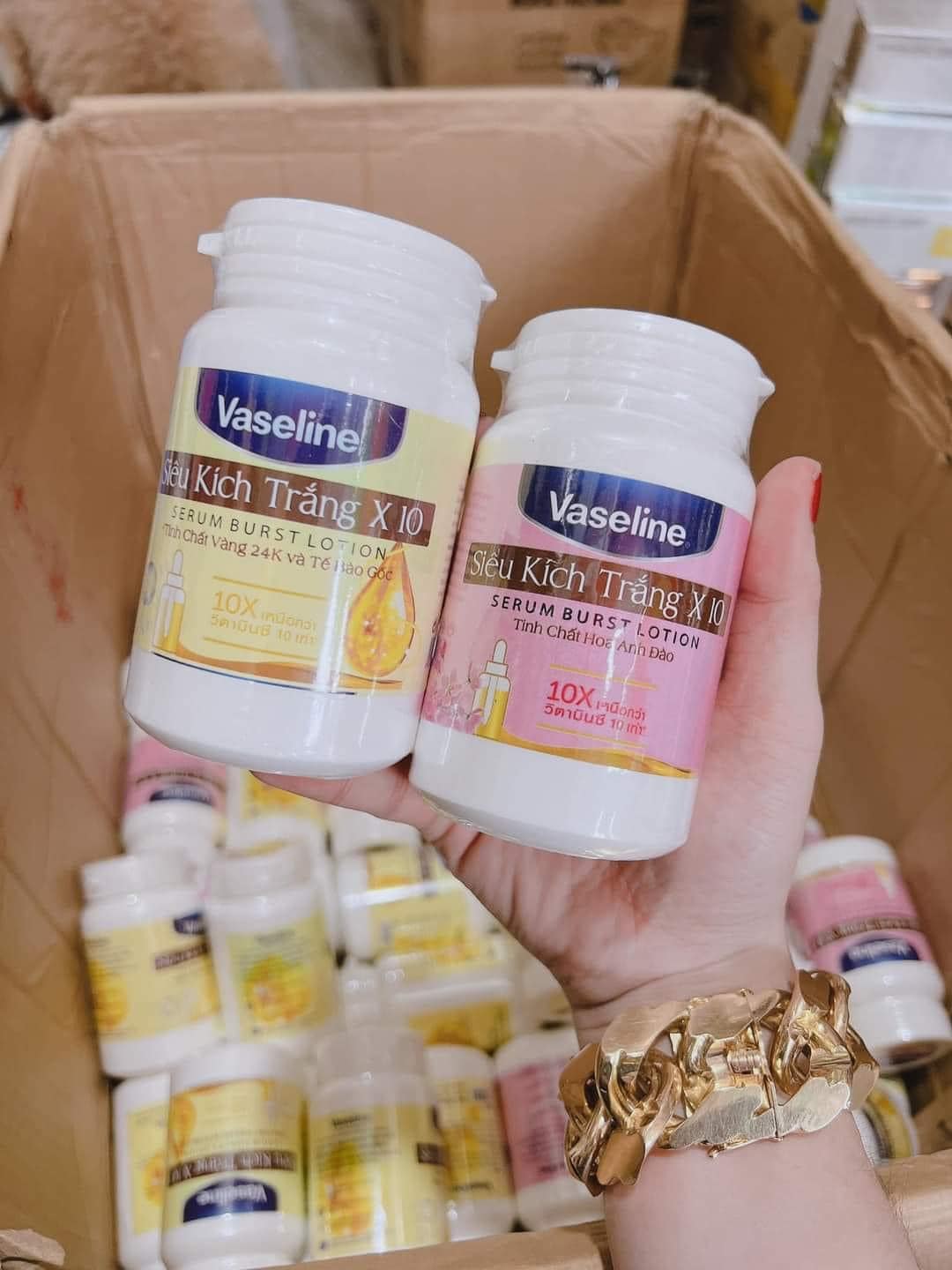 Kích Trắng Vaseline X10 Hủ 200g-Kích trắng vaselin dưỡng ẩm mềm mịn da ngày và đêm
