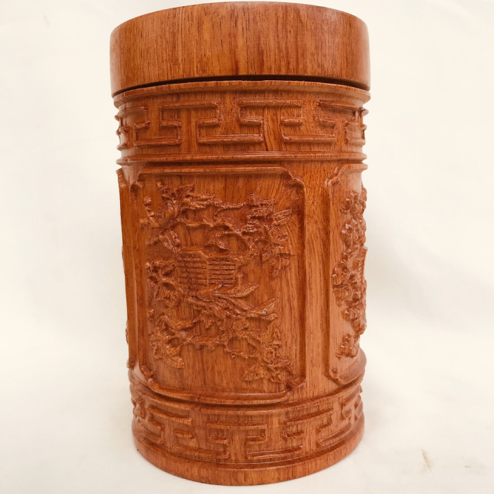 Hộp Đựng Trà Bằng Gỗ Hương Đá hộp trà sạch đẹp,hộp chè đục chạm tứ cành tứ quý