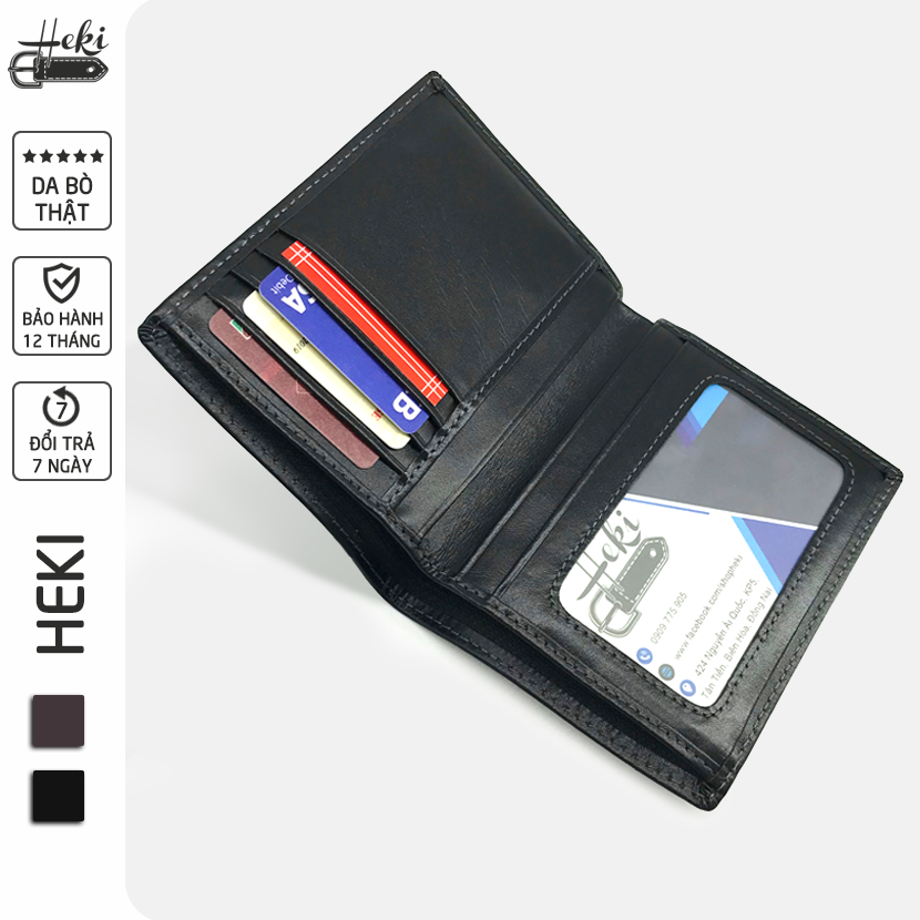 [HCM]Ví đứng nam da bò cao cấp thời trang HEKI DM01