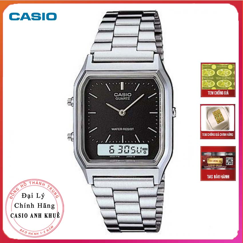 Đồng hồ unisex casio vintage aq-230a-1dmq dây kim loại