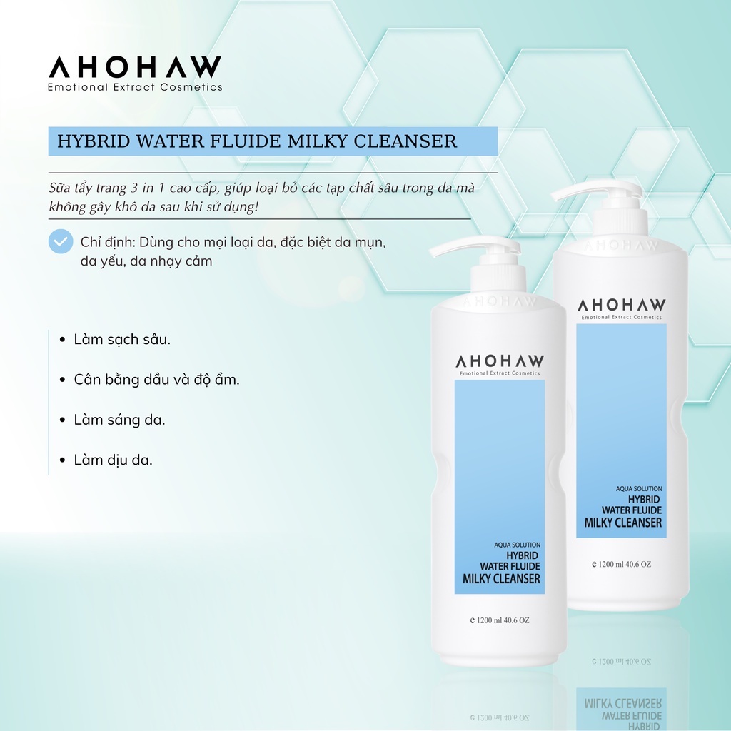 Sữa rửa mặt tẩy trang 3 in 1 HYBRID WATER MILKY CLEANSER AHOHAW