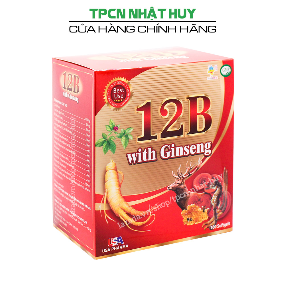 Viên uống Vitamin B tổng hợp 12B With Ginseng hỗ trợ tăng cường sức đề kháng, giúp ăn ngon miệng - Hộp 100 viên