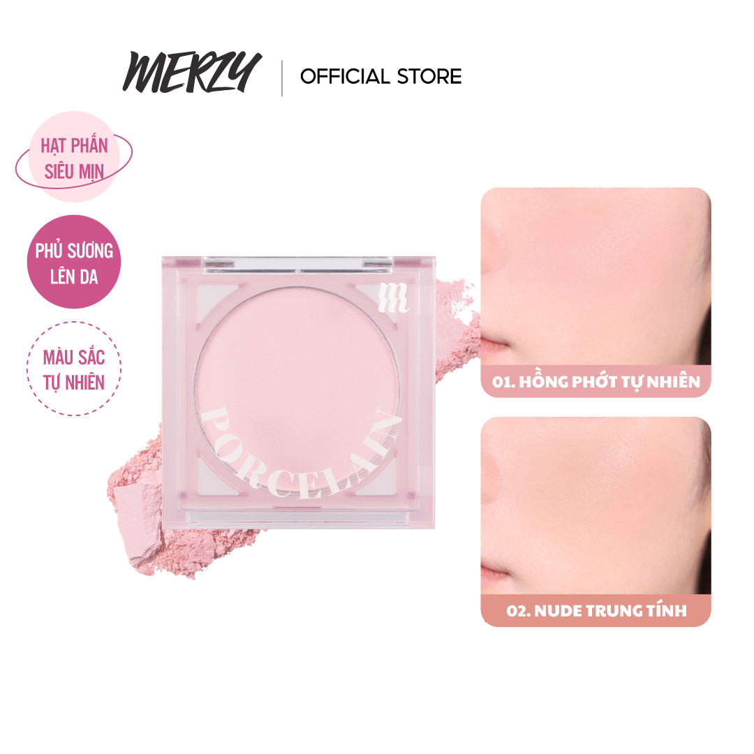 Phấn má hồng dạng nén mịn nhẹ, lâu trôi merzy porcelain cheek blusher 4.2g