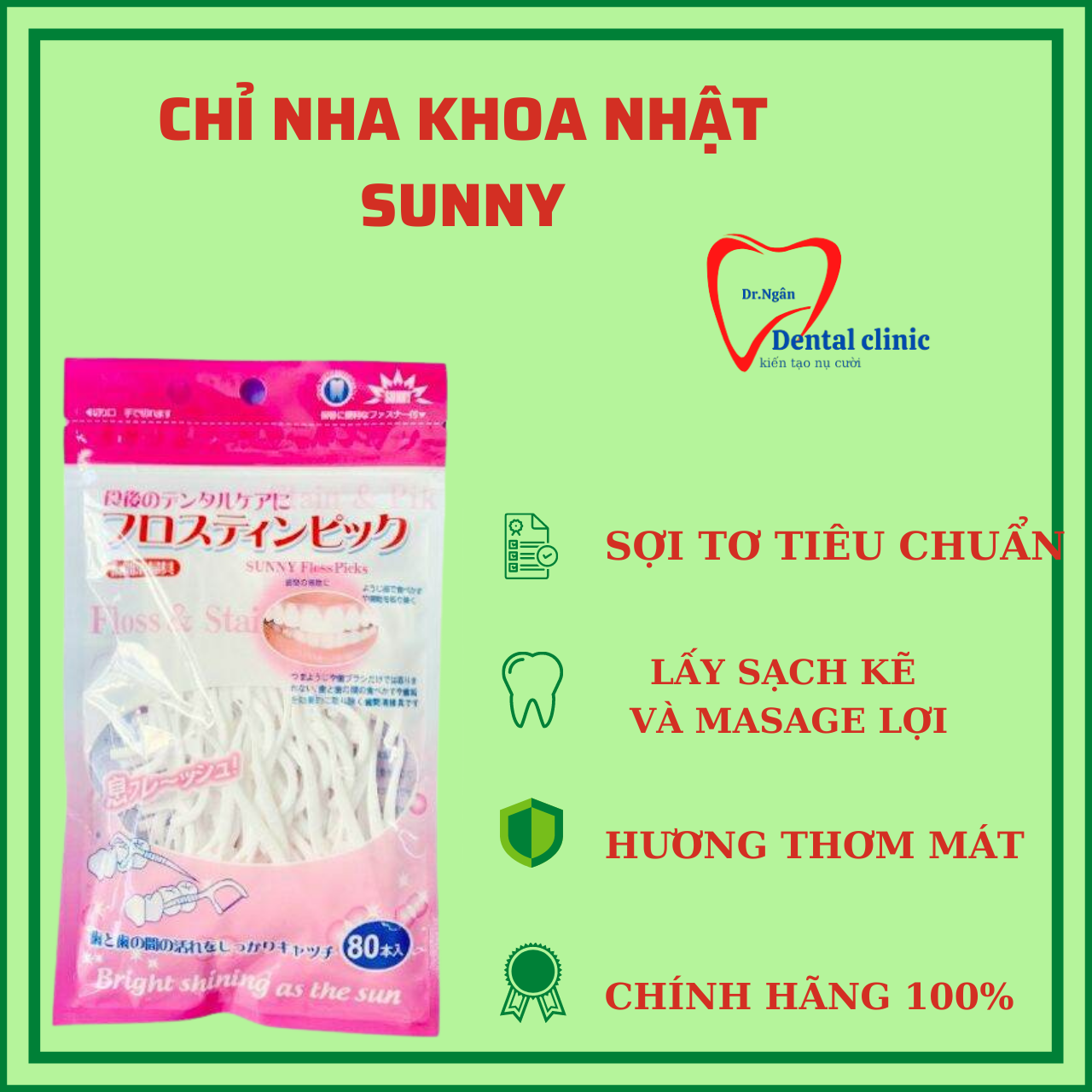 Chỉ Nha khoa Nhật- chỉ tăm xỉa kẽ răng có cán hàng tốt- túi 50 cán