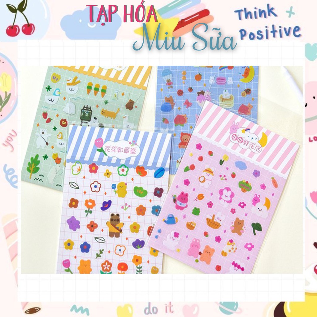 Sticker trang trí PVC gấu thỏ 1 tấm siêu to - MiuSua