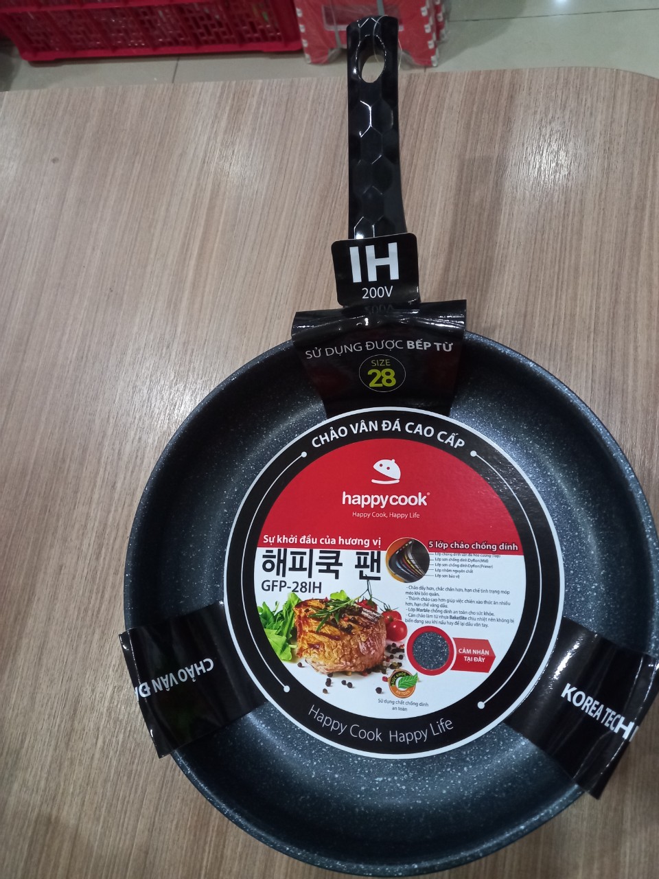 Chảo Happy Cook chống dính vân đá đáy từ, nhiều size