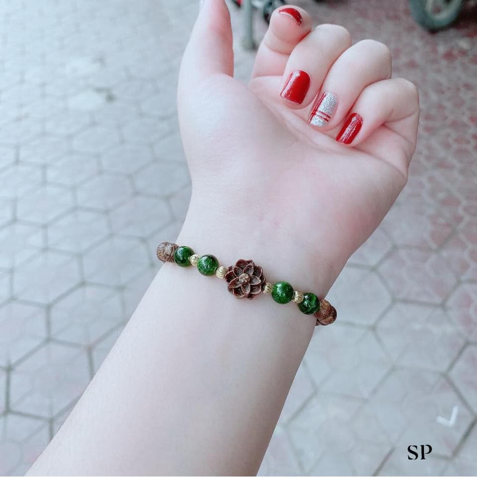 Vòng tay trầm hương cho nữ - vòng tay charm hoa sen hạt 6 ly cao cấp - Chuyên sỉ trang sức bạc, cam kết giá tốt kèm bảo hành
