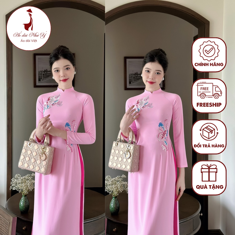 Áo dài truyền thống ❤️free ship❤️ chất liệu lụa loại 1 cao cấp - áo dài như ý - ad43