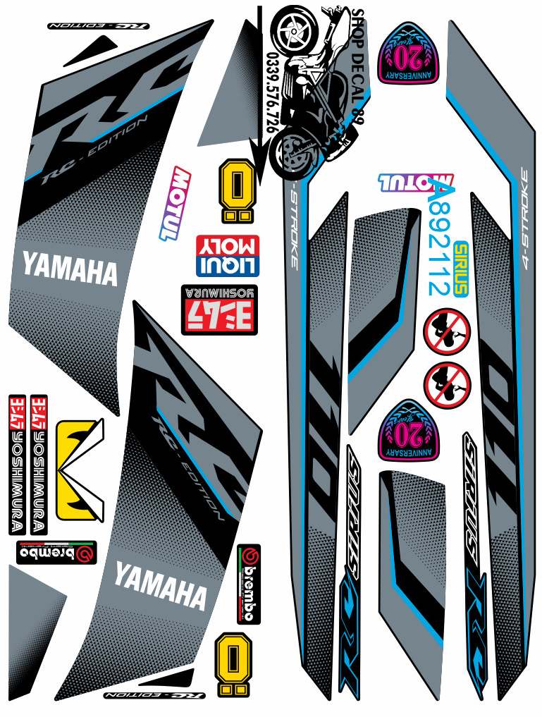 Tem rời Sirius MS A892112 CHỈ XANH NGỌC - Tem chế 3 lớp cao cấp - Dán xe sirius xăng cơ