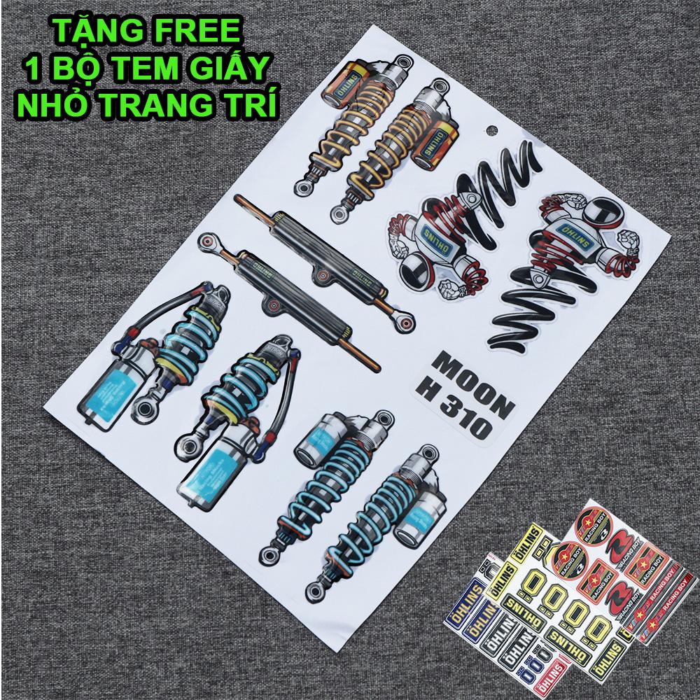 Bộ tem logo, tem nổi hình phuộc nhúng OHLINS mẫu mới, màu sắc đa dạng