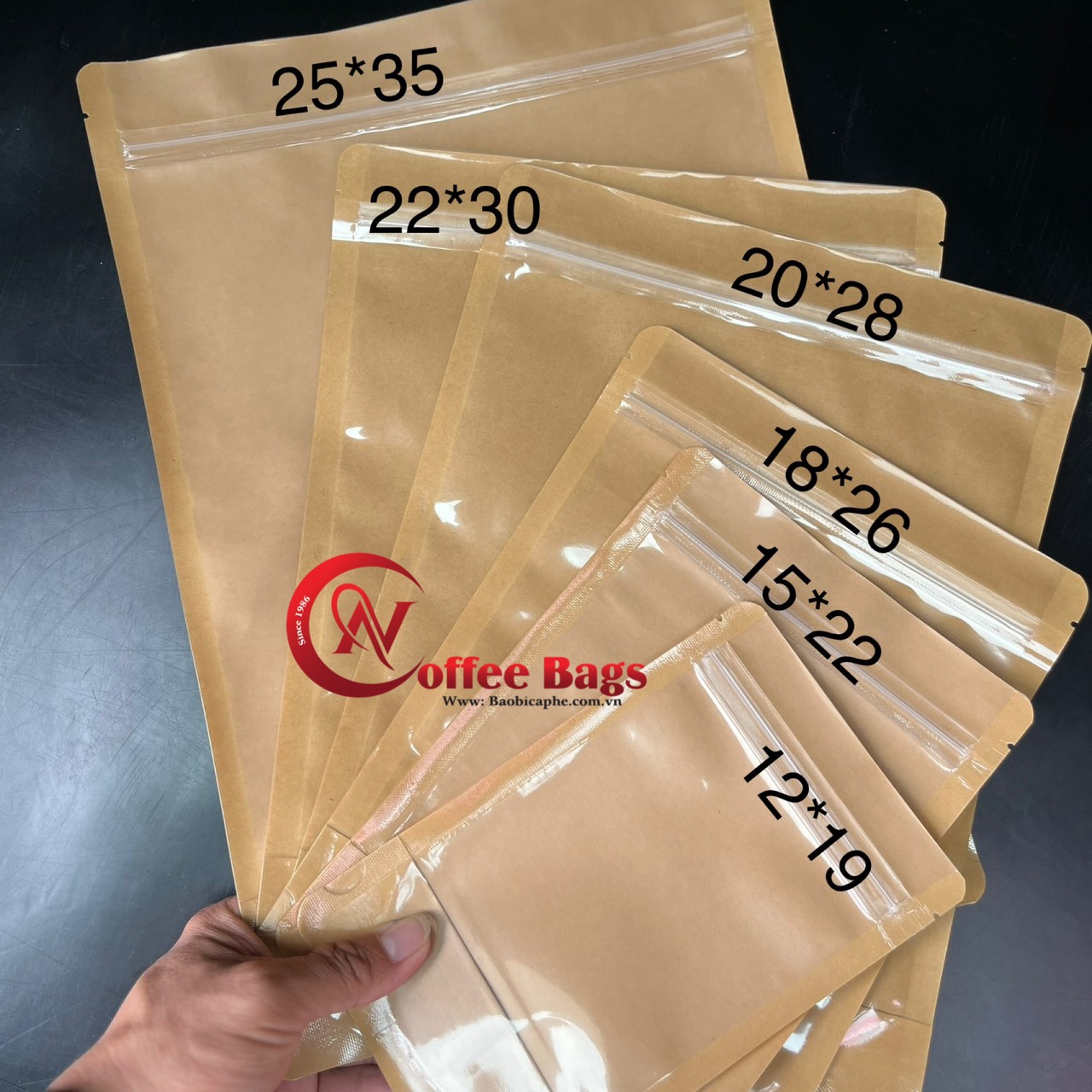 {1kg/1size} - túi zipper 1 mặt giấy 1 mặt trong dùng đựng bánh mứt trái cây sấy