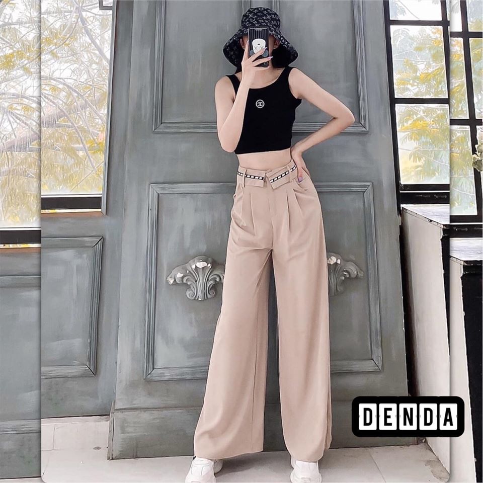 (ẢNH THẬT) Quần vải ống rông, lưng cao có chữ chất tuyêt mưa đẹp, minhquang2017