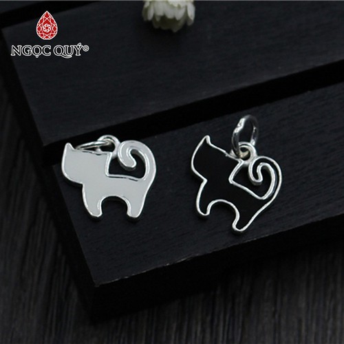 Charm bạc s925 hình mèo treo size 12x20mm