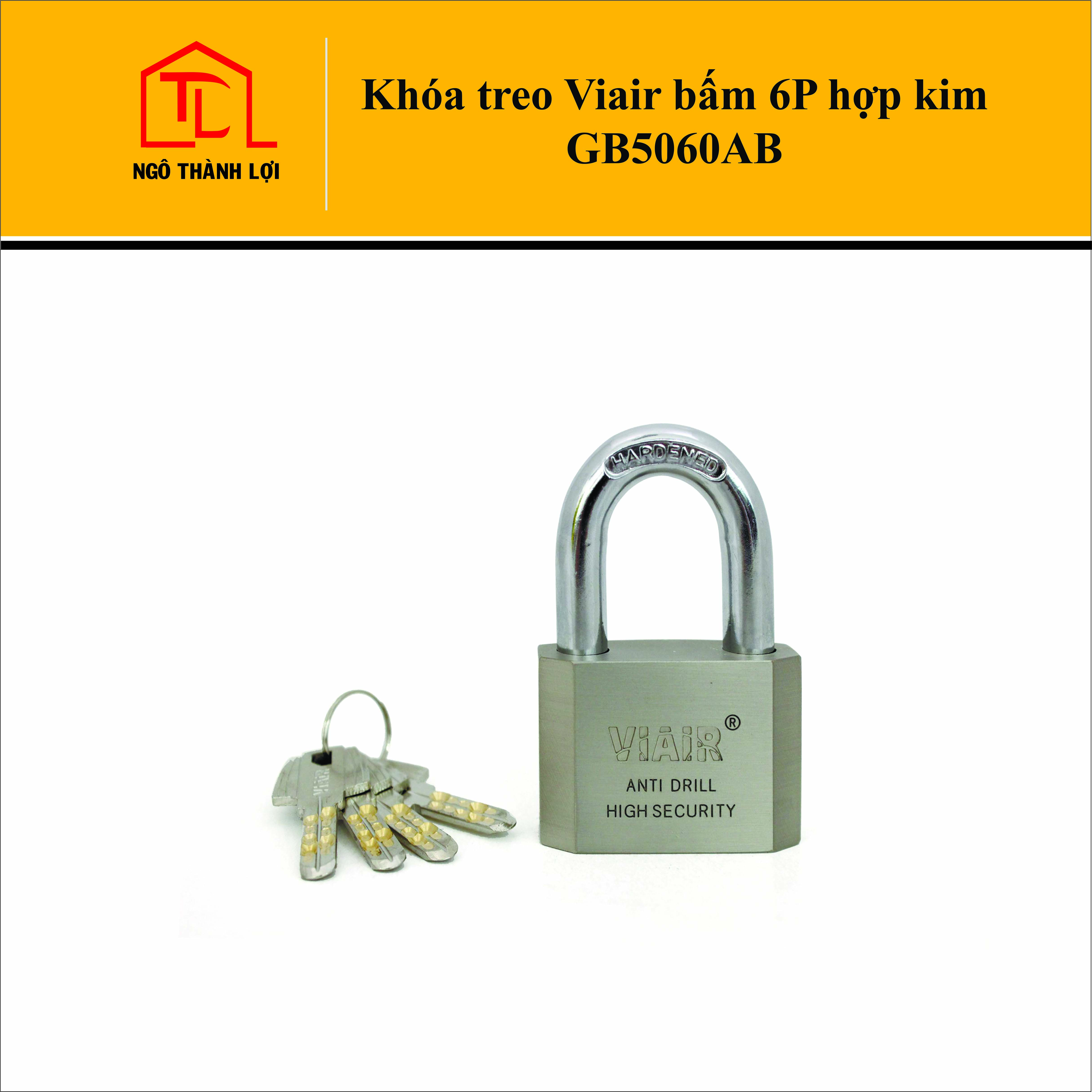 Ổ khóa treo viair bấm hợp kim gb5060ab - 6p