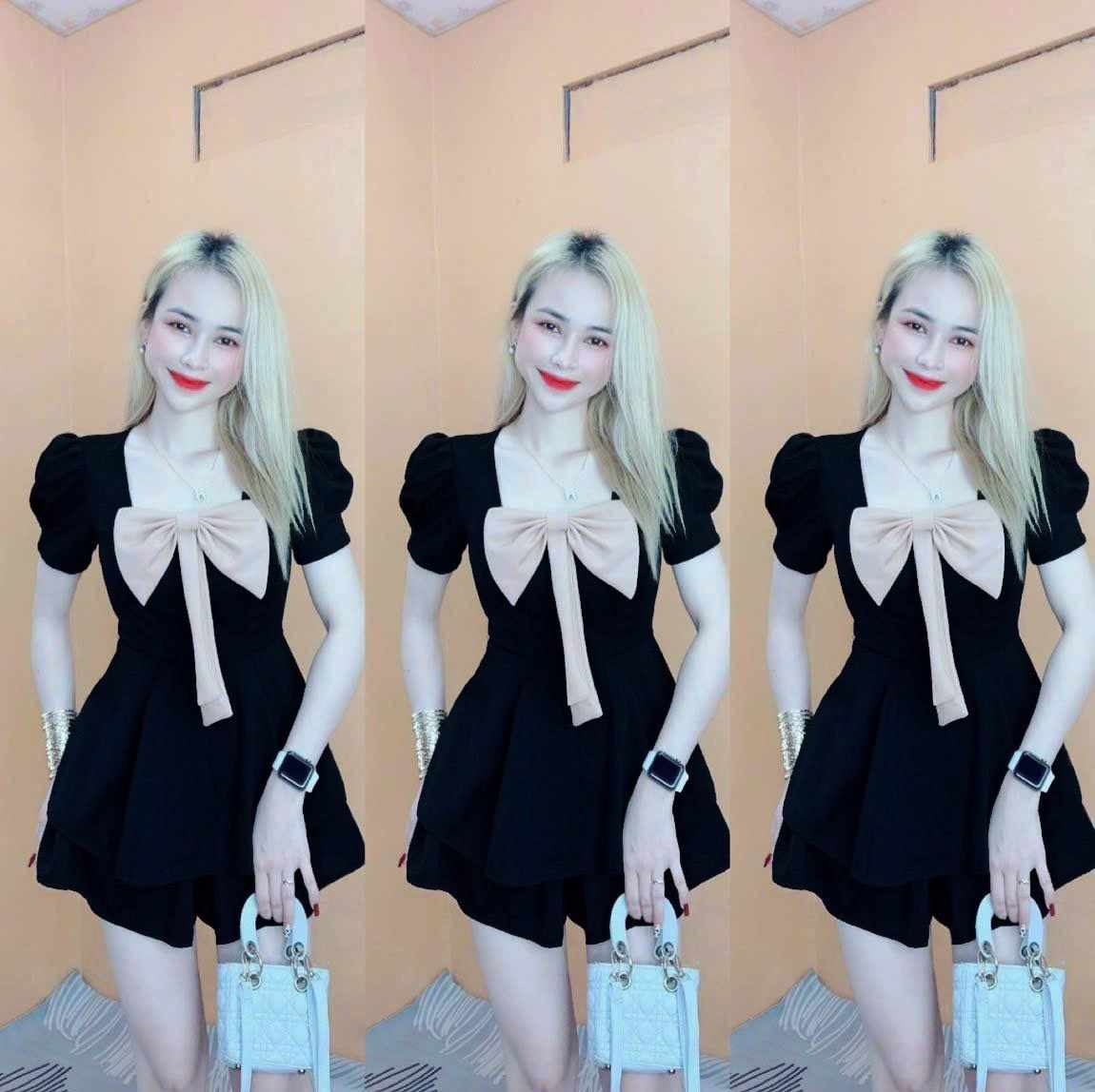 Sét bộ ngắn quần đùi váy áo đính nơ xinh
