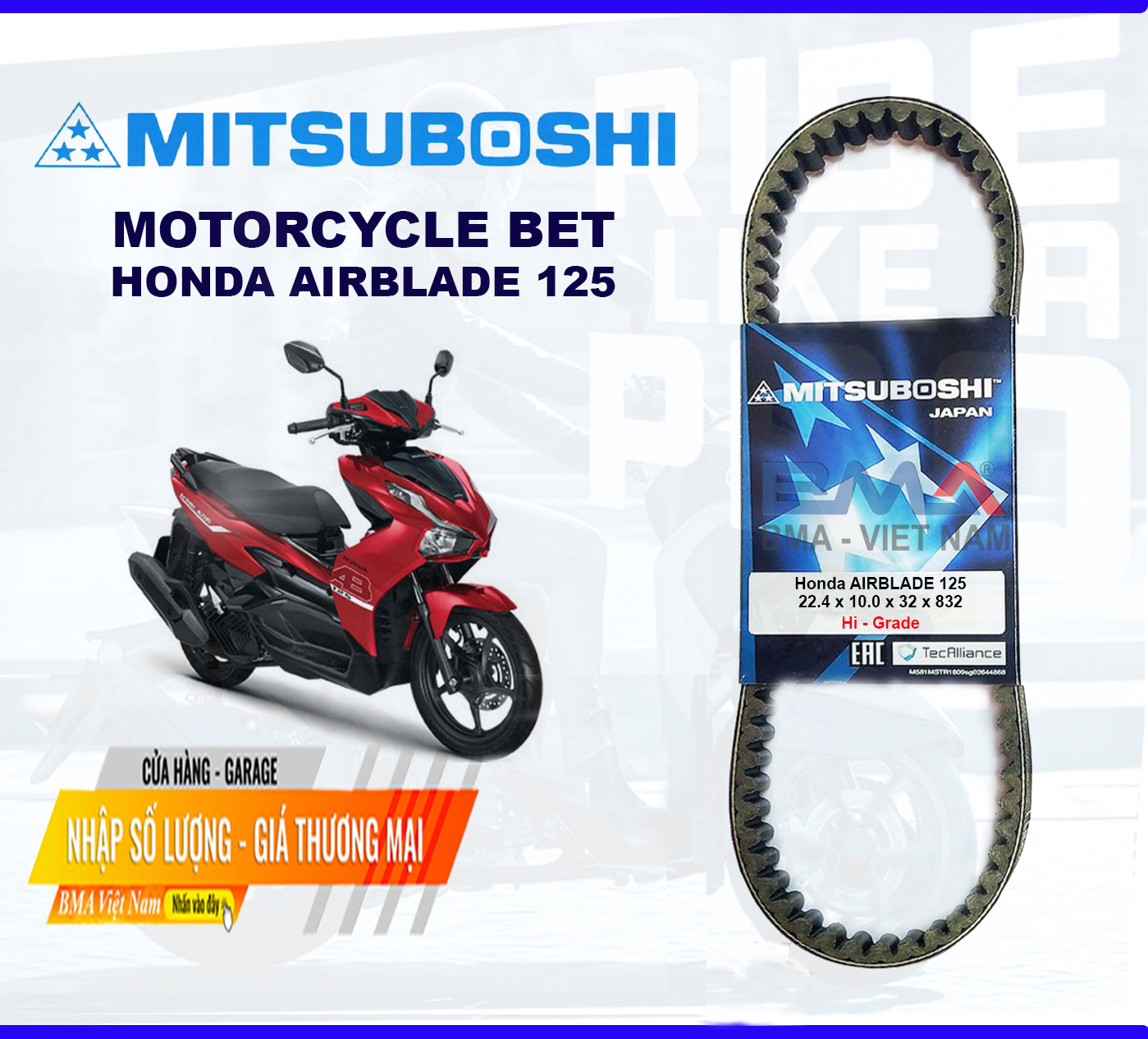 Dây curoa Mitsuboshi cho xe Honda Airblade 125 cc