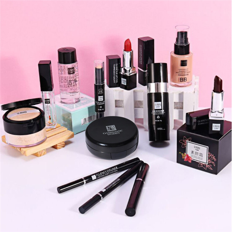 [HCM]【Urbeauty Mall】SENANA Bộ trang điểm mỹ phẩm 12/15 cái dành cho người mới bắt đầu Kem che khuyết điểm + Retouching Stick + Phấn trang điểm + Son môi + Bút kẻ mắt + Tẩy trang + Bút chì trán + Mascara + Kem BB + Cotton