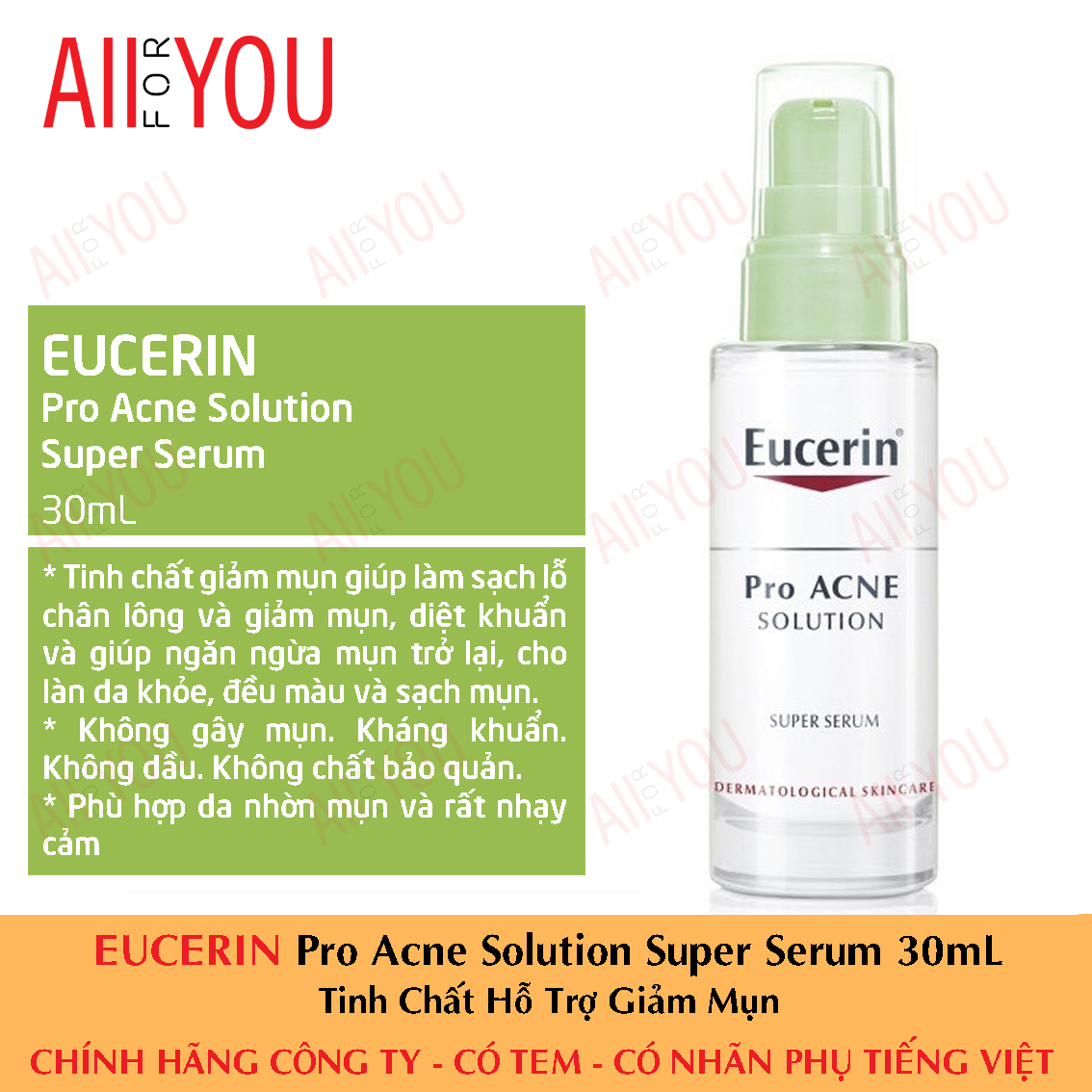 Eucerin pro acne super serum 30ml - tinh chất hỗ trợ giảm mụn.