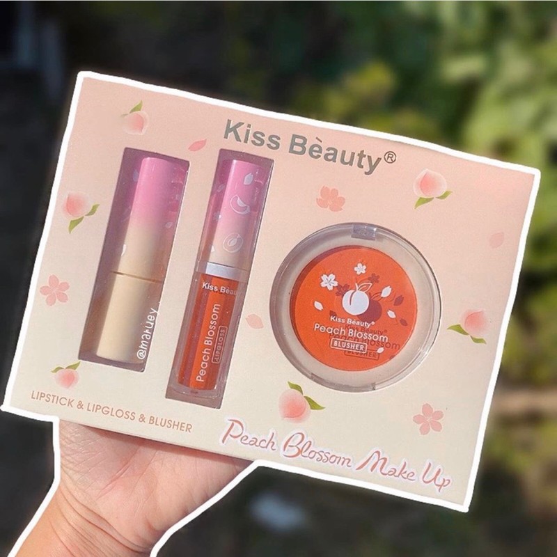 ❤️ Set Trang Điểm 3 Món Peach Blossom Makeup Siêu Dễ Thương (Son Kem+ Son Sáp+ Phấn Má )❤️-Z16-K9T4