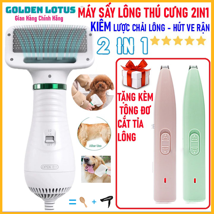 Máy cắt tỉa lông chó mèo thú cưng, Tông đơ mini, Tăng đơ hớt lông chó mèo thú cưng tại nhà, lược chải lông cho chó mèo kiêm máy sấy, lược chải rụng cho thú cưng, chải ve rận, bọ chét, lược chải lông cún, lông thú, lông thúp cưng