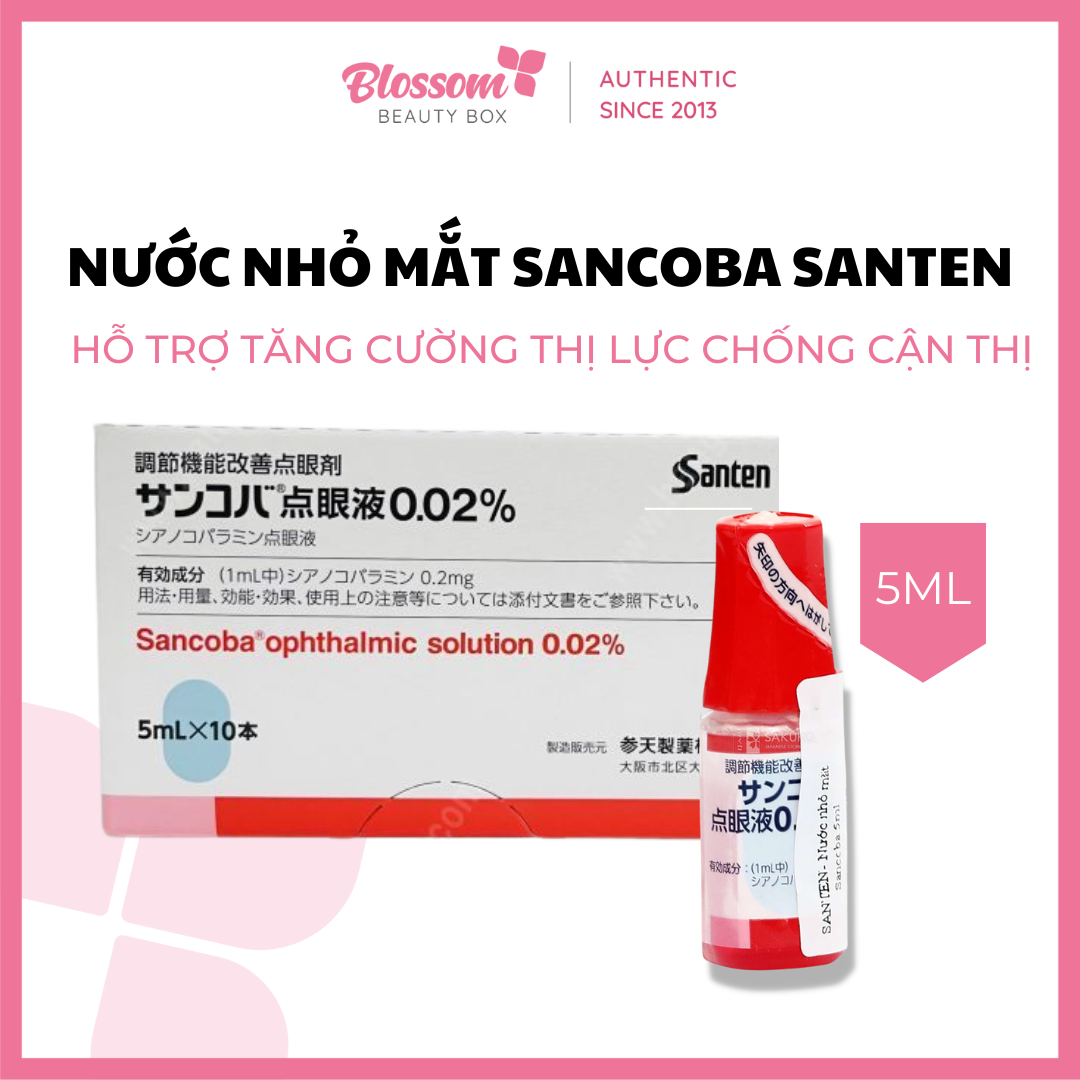 Nước nhỏ mắt nhật bản sancoba santen hỗ trợ tăng cường thị lực, chống cận thị - 5ml